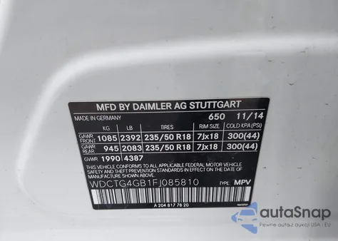 2015 Mercedes-Benz Gla 250 4Matic из США, поврежденный, VIN WDCTG4GB1FJ085810